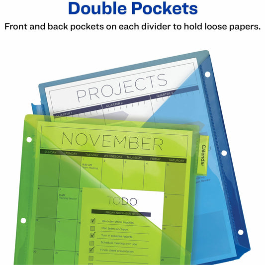 Big Tab Insertable 2-Pocket Dividers, 5-Tab