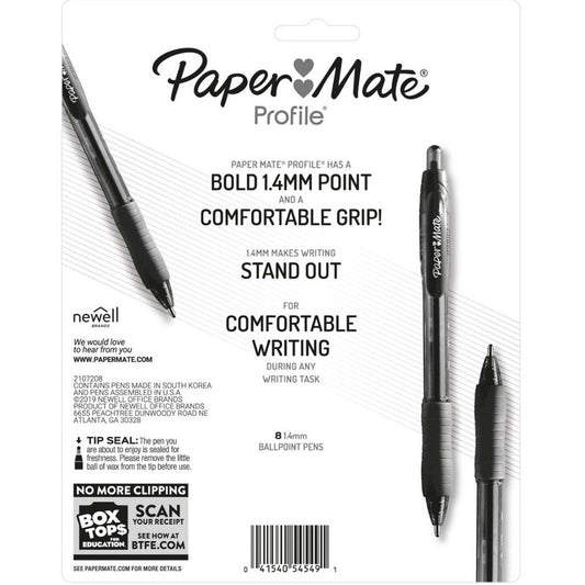 Paper Mate Profile Retractable Ballpoint Pen, Assorted, 8/Pack