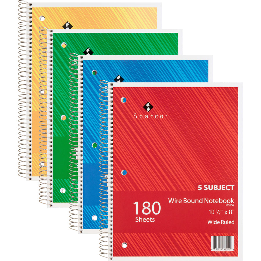 5-Subject Notebook Wide Ruled, Assorted, Each
