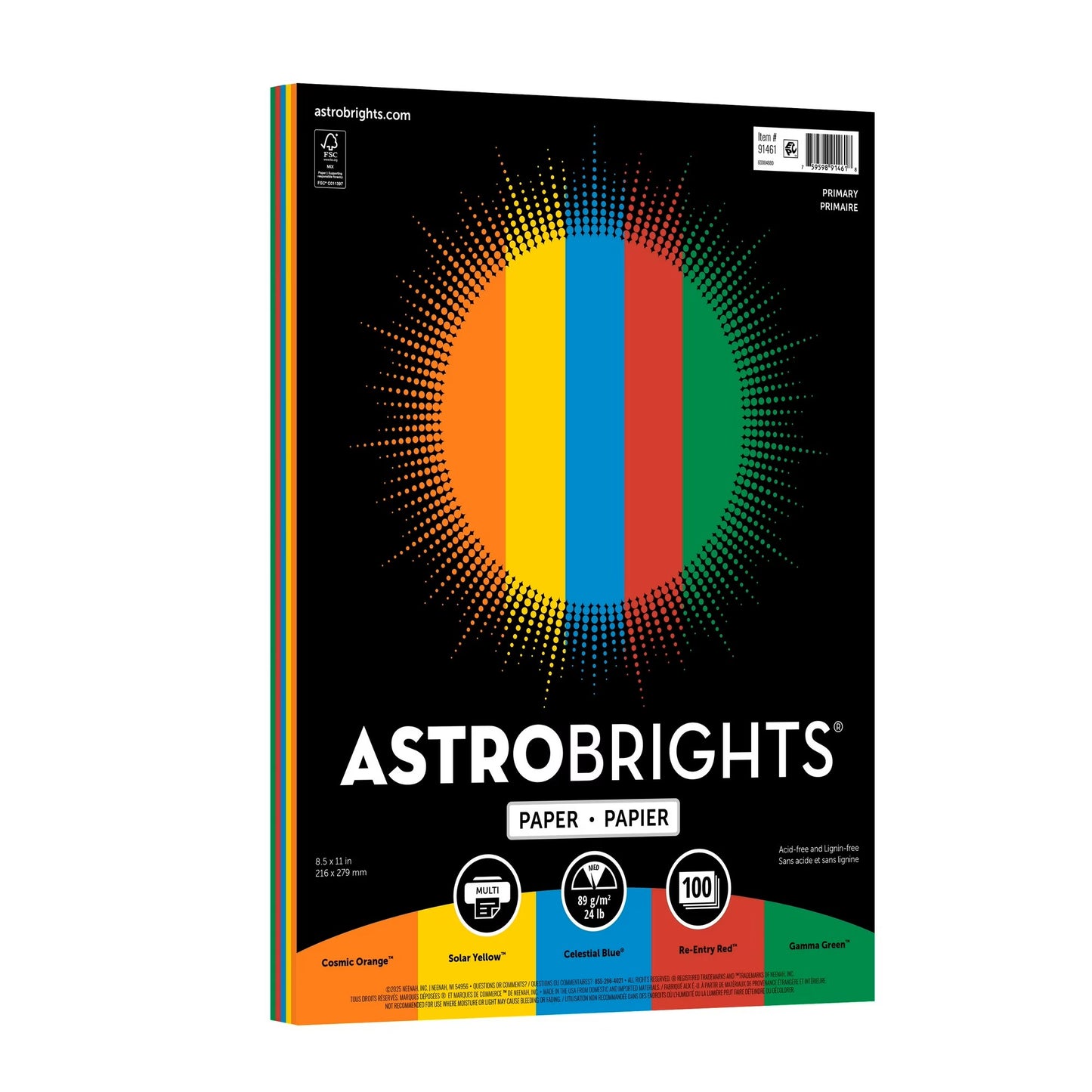 Astrobrights Paper, 8.5" x 11", Primary Assortment Colors