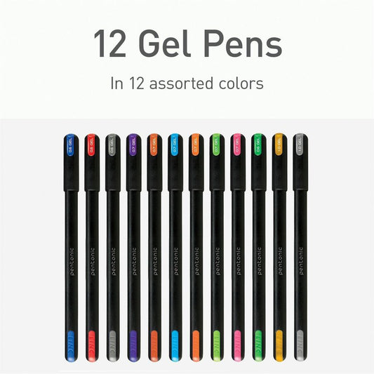 Pentonic Gel Pen Set, Assorted, 12/Pack