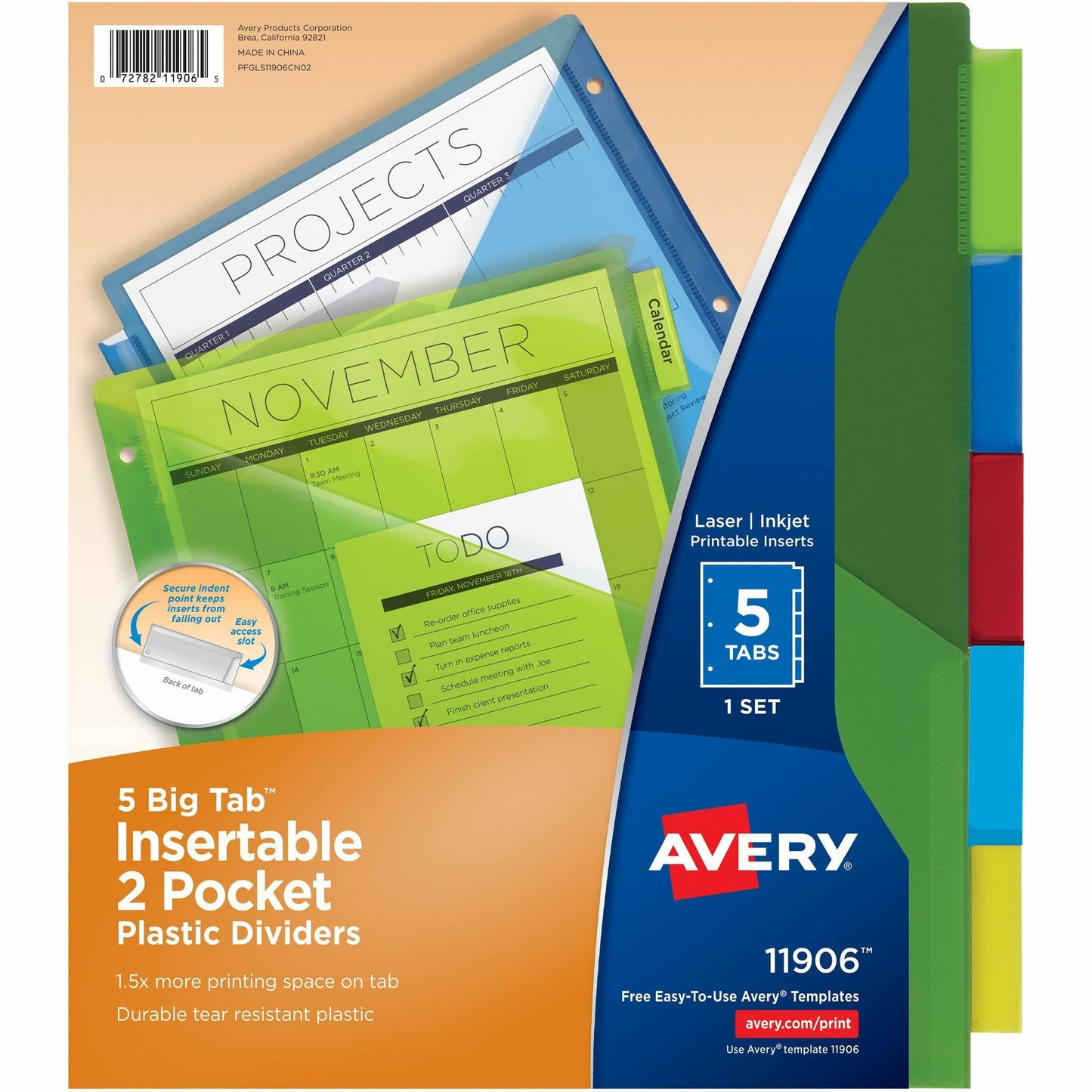 Big Tab Insertable 2-Pocket Dividers, 5-Tab