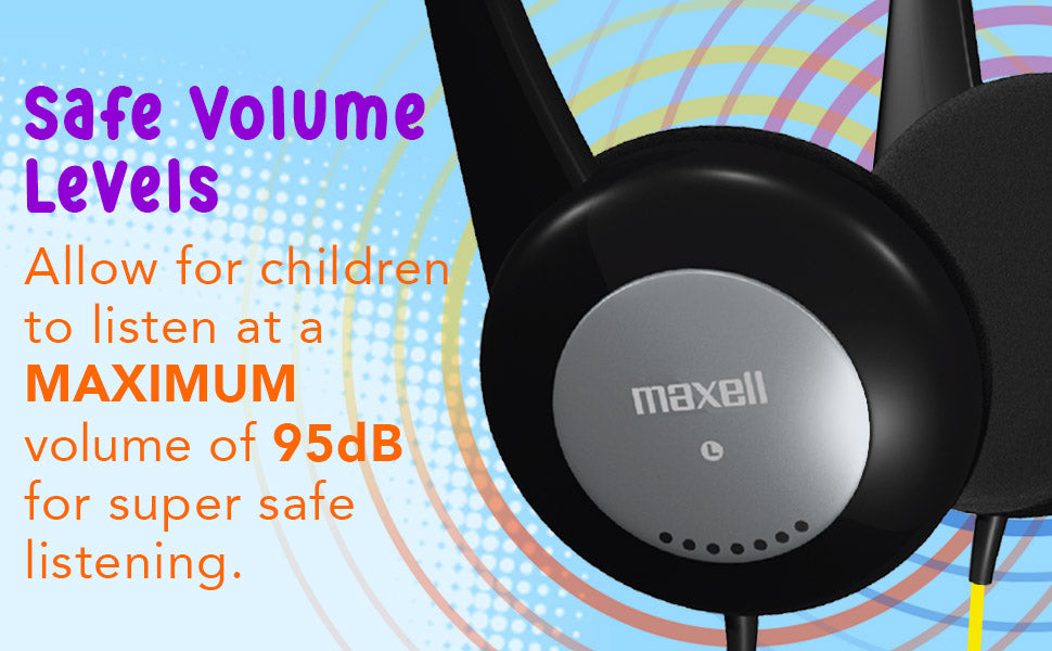 Maxell 195004 Action Kids Safe Headphones with Microphone, Black