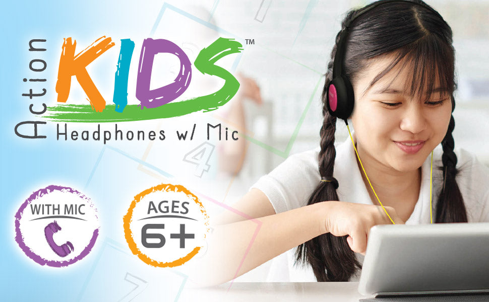 Maxell 195004 Action Kids Safe Headphones with Microphone, Black