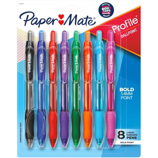 Paper Mate Profile Retractable Ballpoint Pen, Assorted, 8/Pack