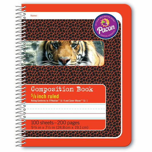 Spiral Composition Book, Red, Tiger