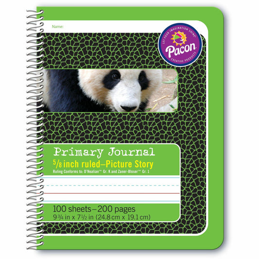 Spiral Composition Book, Green, Panda