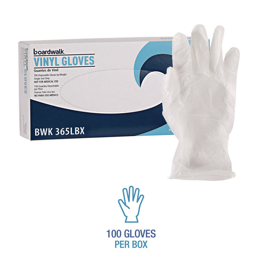 Large Vinyl Gloves, Clear, 100/Box