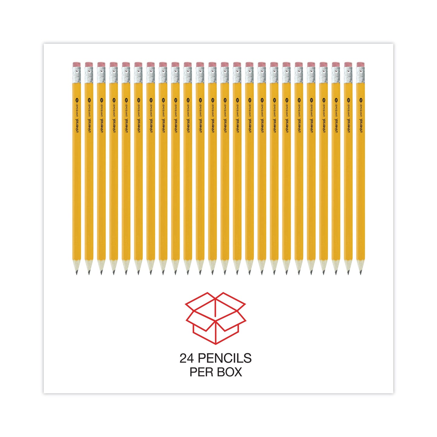 #2 Pre-Sharpened Woodcase Pencils, HB (#2), 24/Pack