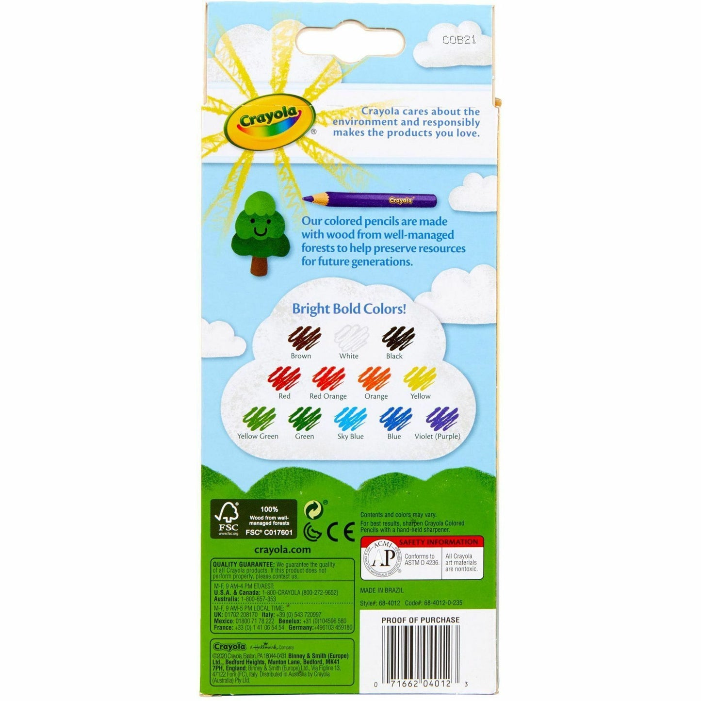 Crayola Pre-Sharpened Colored Pencils, 12/Box (68-4012)