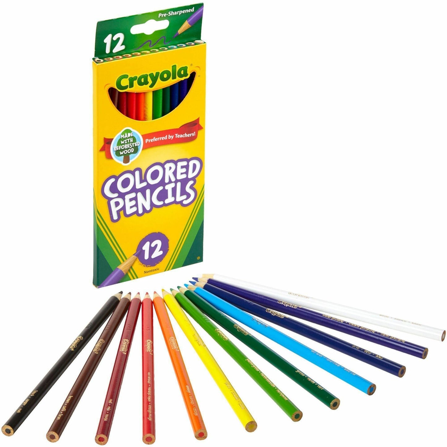 Crayola Pre-Sharpened Colored Pencils, 12/Box (68-4012)