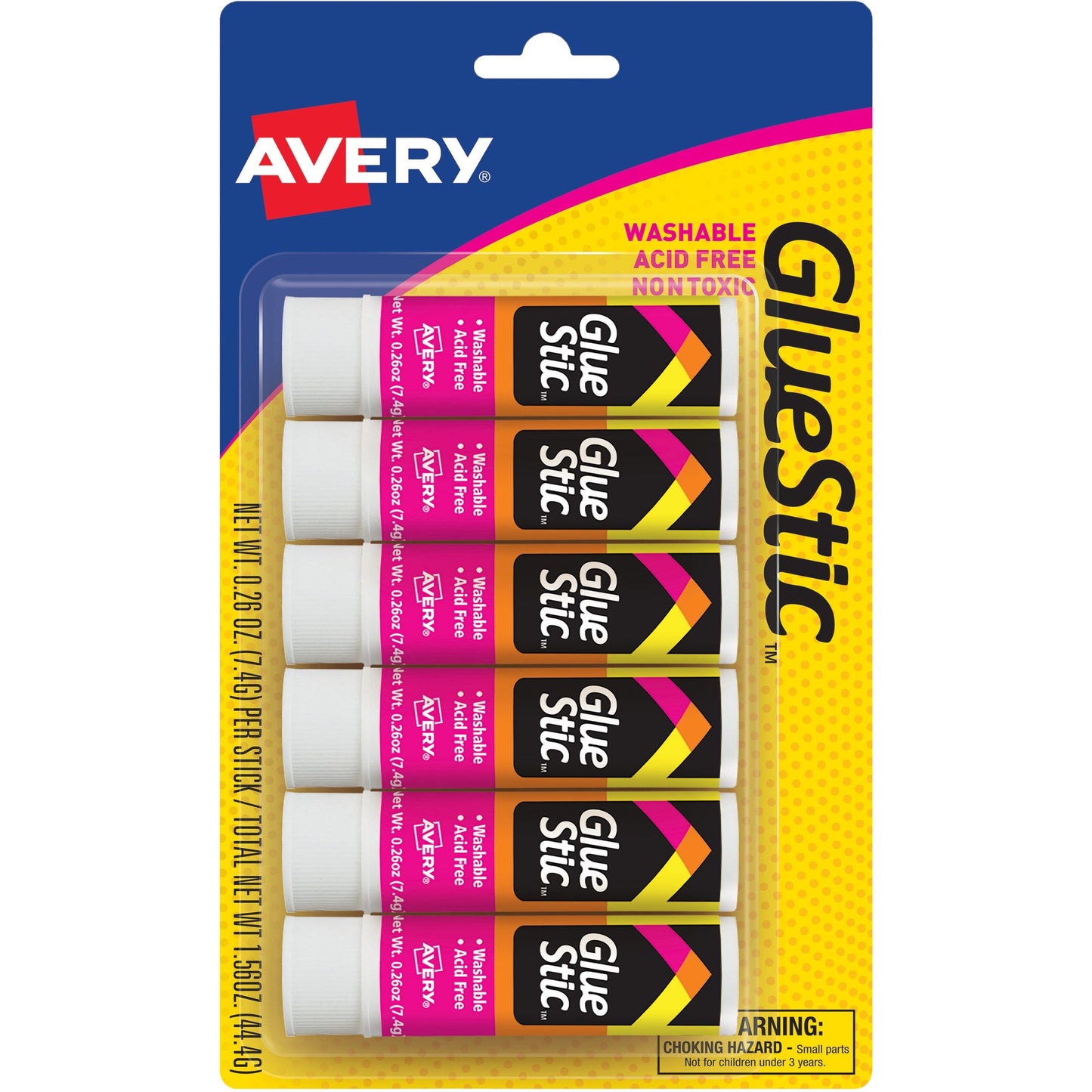 Permanent Glue Stic, 6/Pack