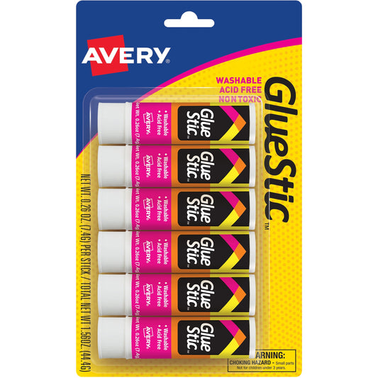 Permanent Glue Stic, 6/Pack