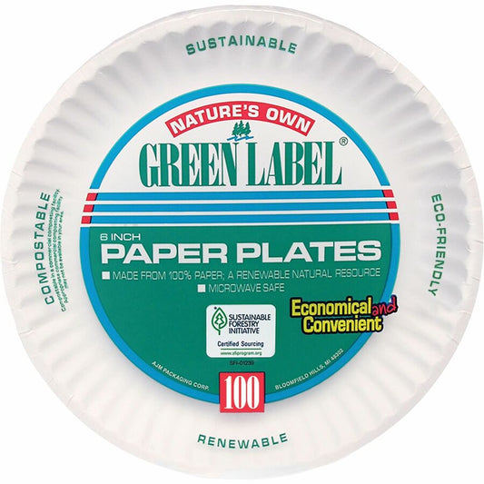 6" White Paper Plates, Lightweight