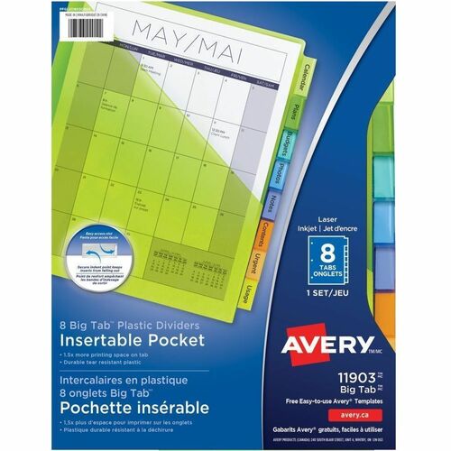 8-Tab Plastic Pocket Dividers