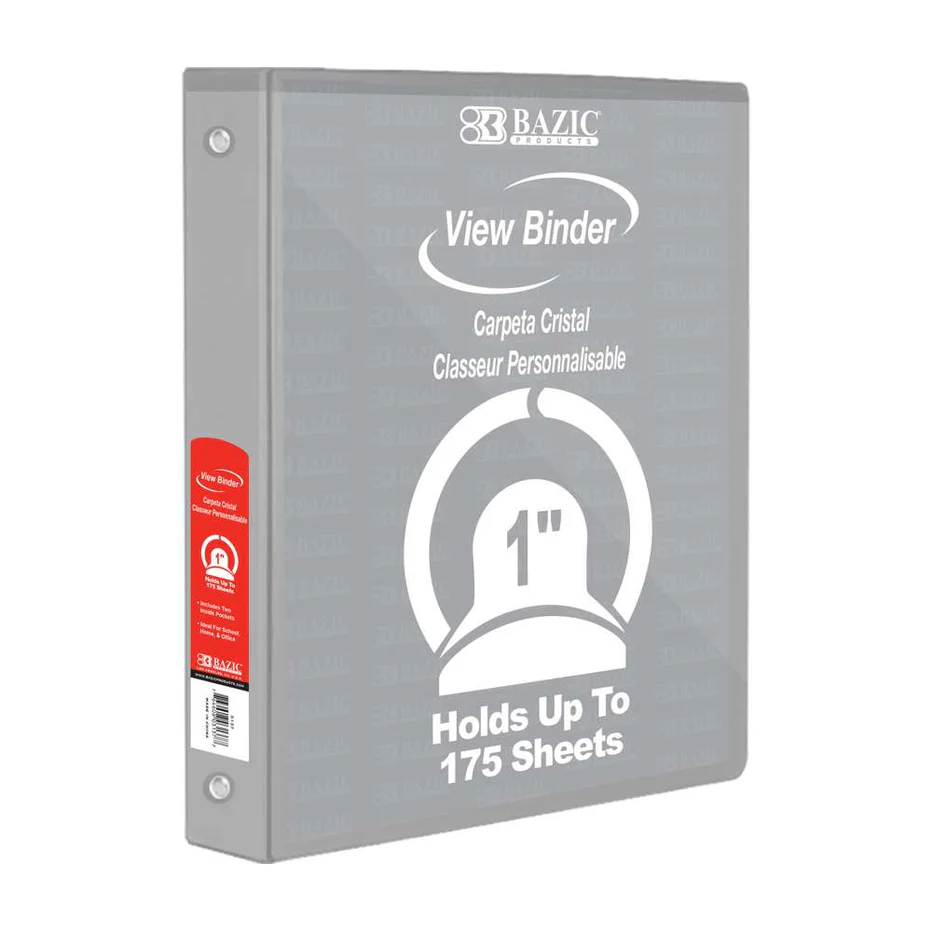 1" Round Ring View Binder, Assorted, Each