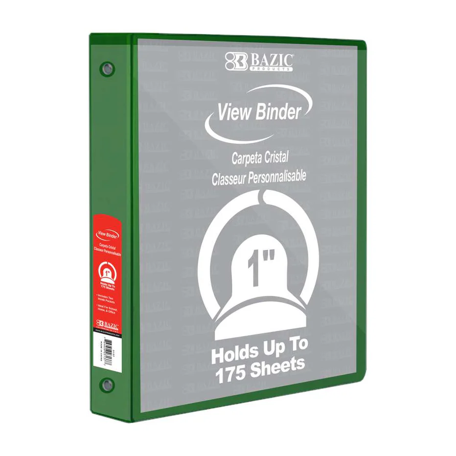 1" Round Ring View Binder, Assorted, Each