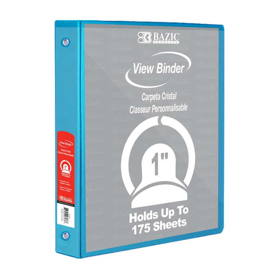 1" Round Ring View Binder, Assorted, Each