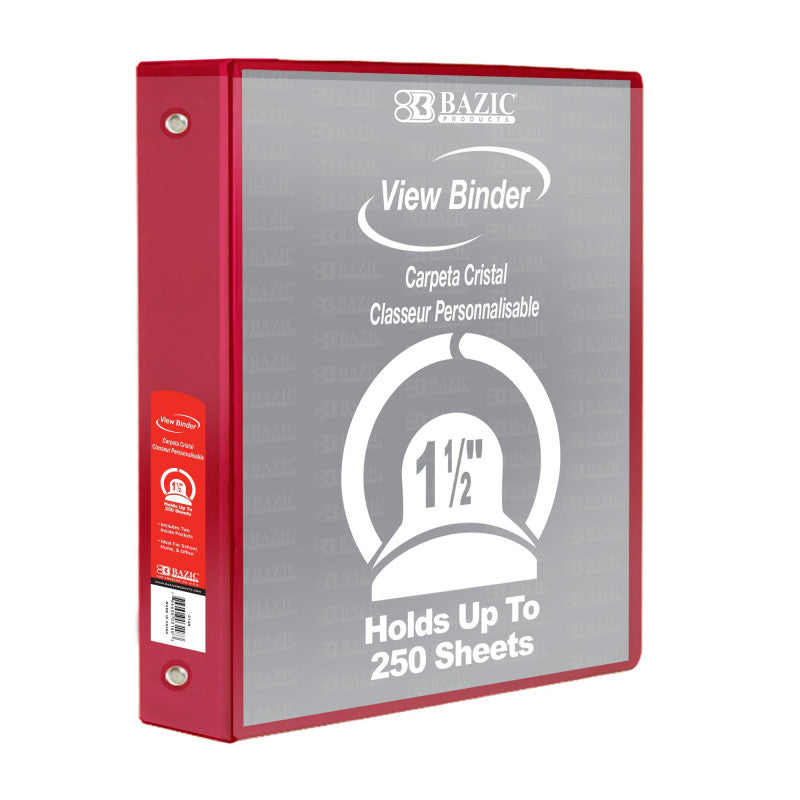 1.5" Clear View Binder, Assorted Colors