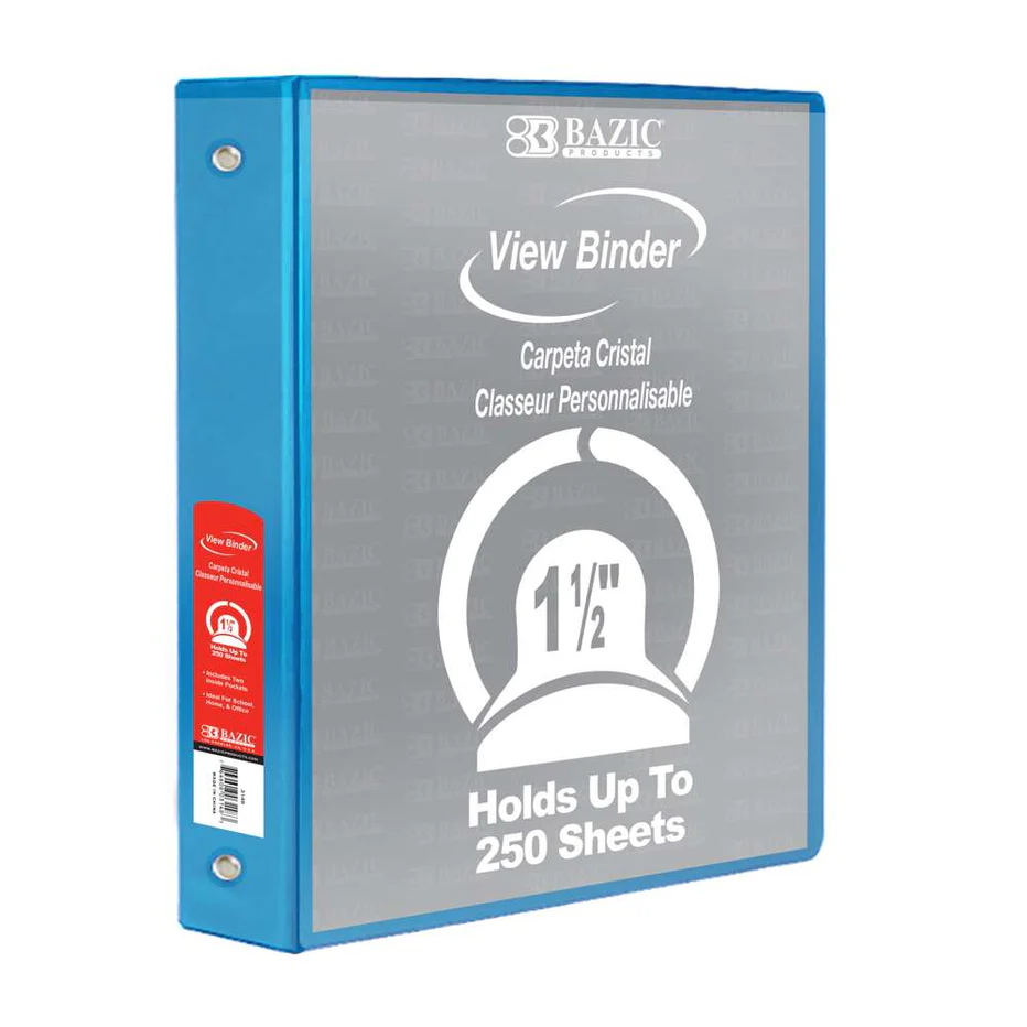 1.5" Clear View Binder, Assorted Colors