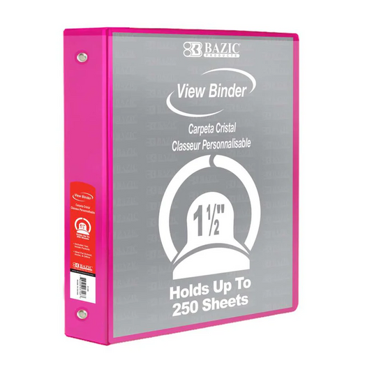 1.5" Clear View Binder, Assorted Colors