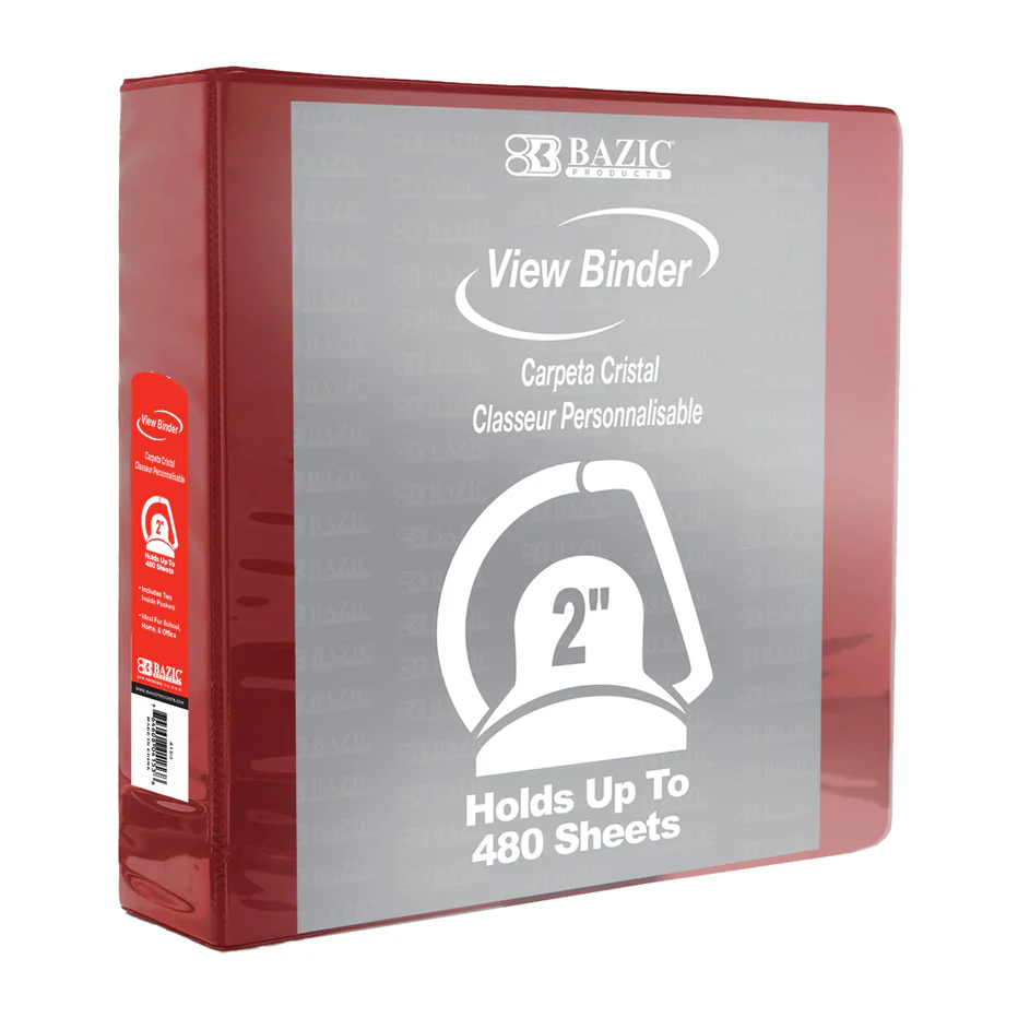 2" Clear View Binder, Assorted Colors