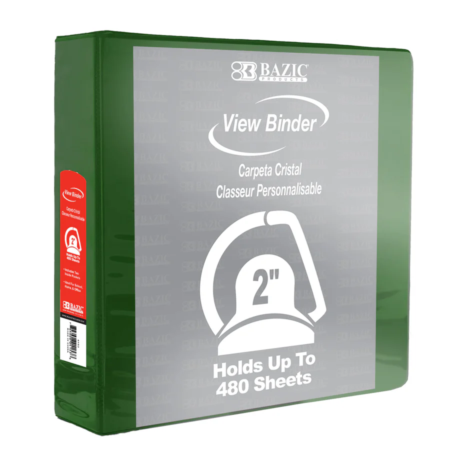 2" Clear View Binder, Assorted Colors