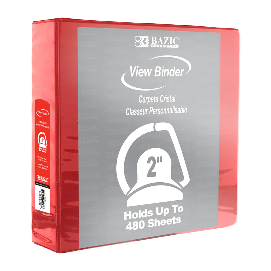 2" Clear View Binder, Assorted Colors