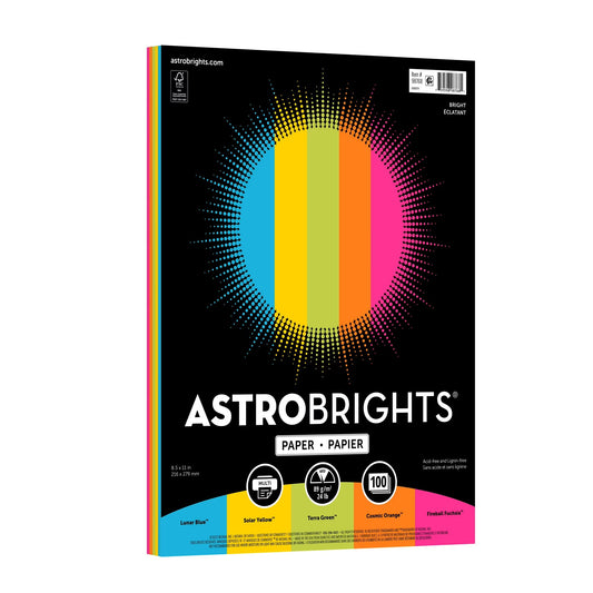 Astrobrights Paper, 8.5" x 11", Bright Assortment Colors