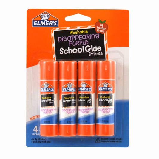 Elmer's Disappearing Purple School Glue Sticks, 4/Pack