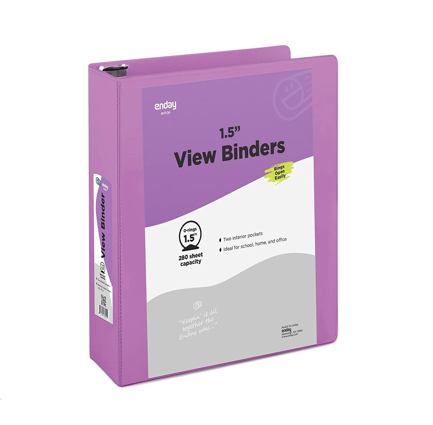 1.5" Clear View Binder, Assorted Colors