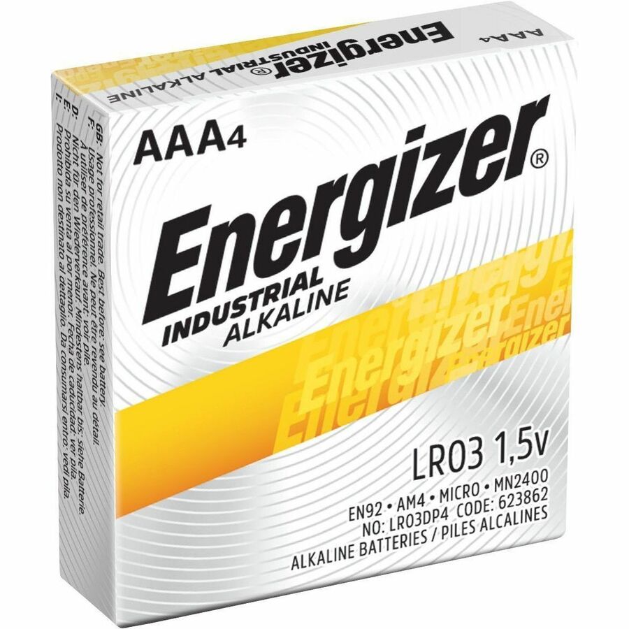 Energizer Industrial Alkaline AAA Batteries, 4/Pack