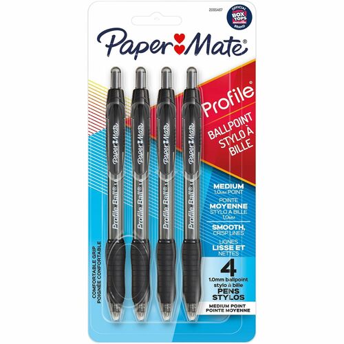 Paper Mate Profile Retractable Ballpoint Pen, Black, 4/Pack