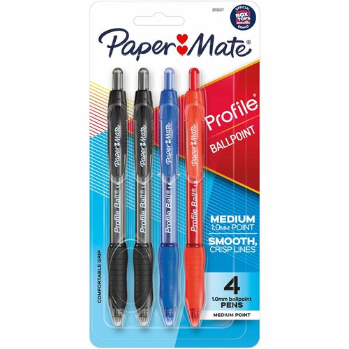 Paper Mate Profile Retractable Ballpoint Pen, Assorted, 4/Pack