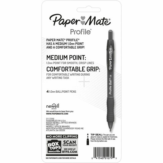 Paper Mate Profile Retractable Ballpoint Pen, Assorted, 4/Pack