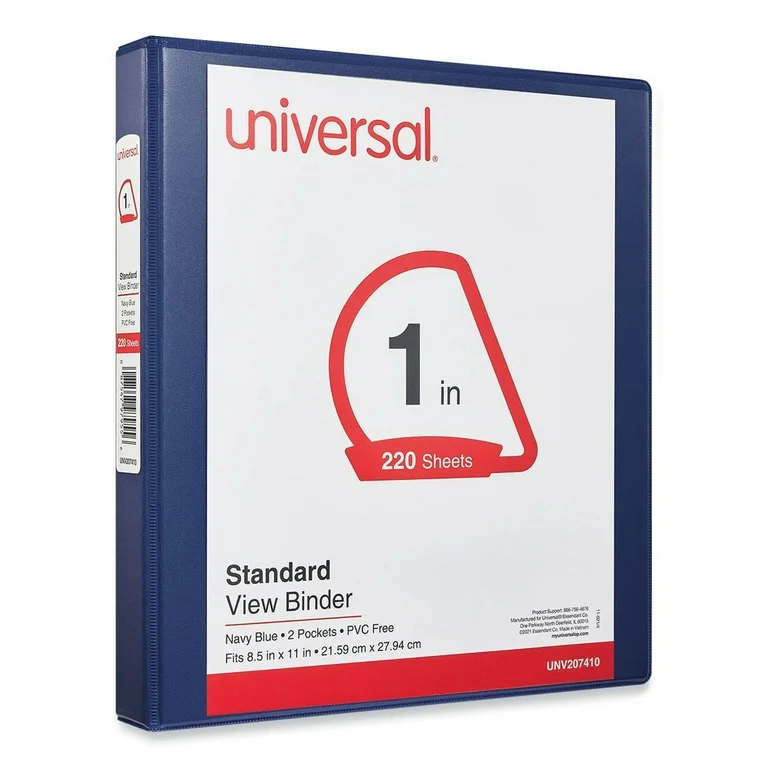 1" Round Ring View Binder, Assorted, Each